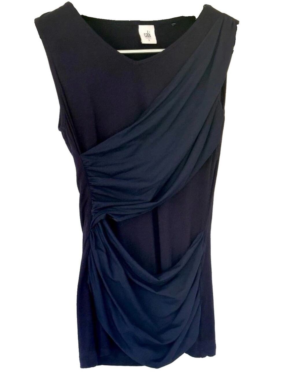 CAbi Navy Double Wrap Sleeveless Top. Size XSmall. (AV24)